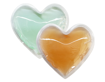 A heart-shaped cartoon ice pack