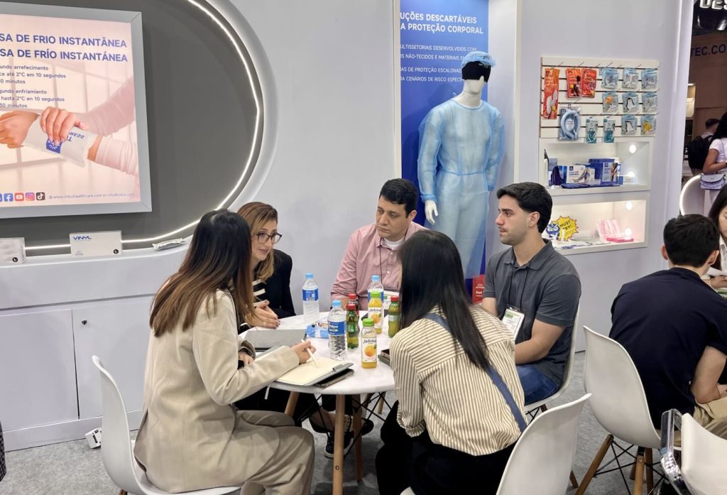 "INTCO sales engaging with clients on hot & cold therapy products"