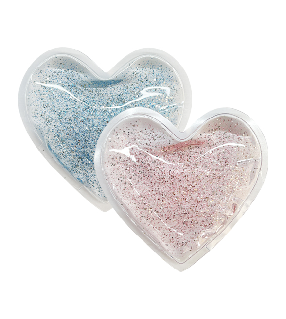 A heart-shaped cartoon ice pack
