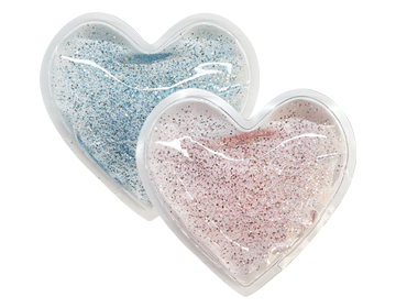 A heart-shaped cartoon ice pack
