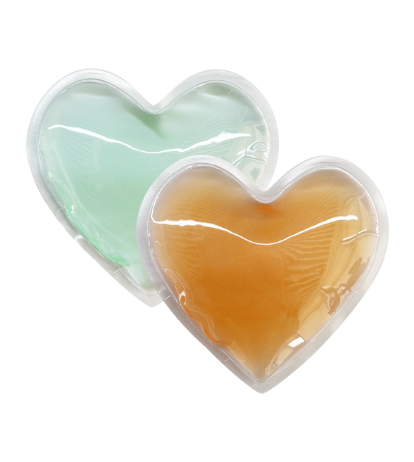 A heart-shaped cartoon ice pack