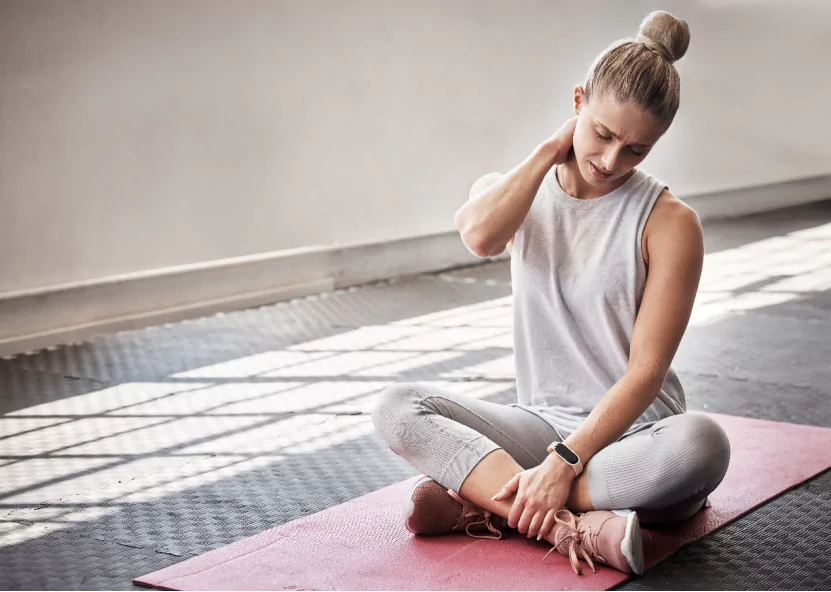 Athletic girl with neck pain